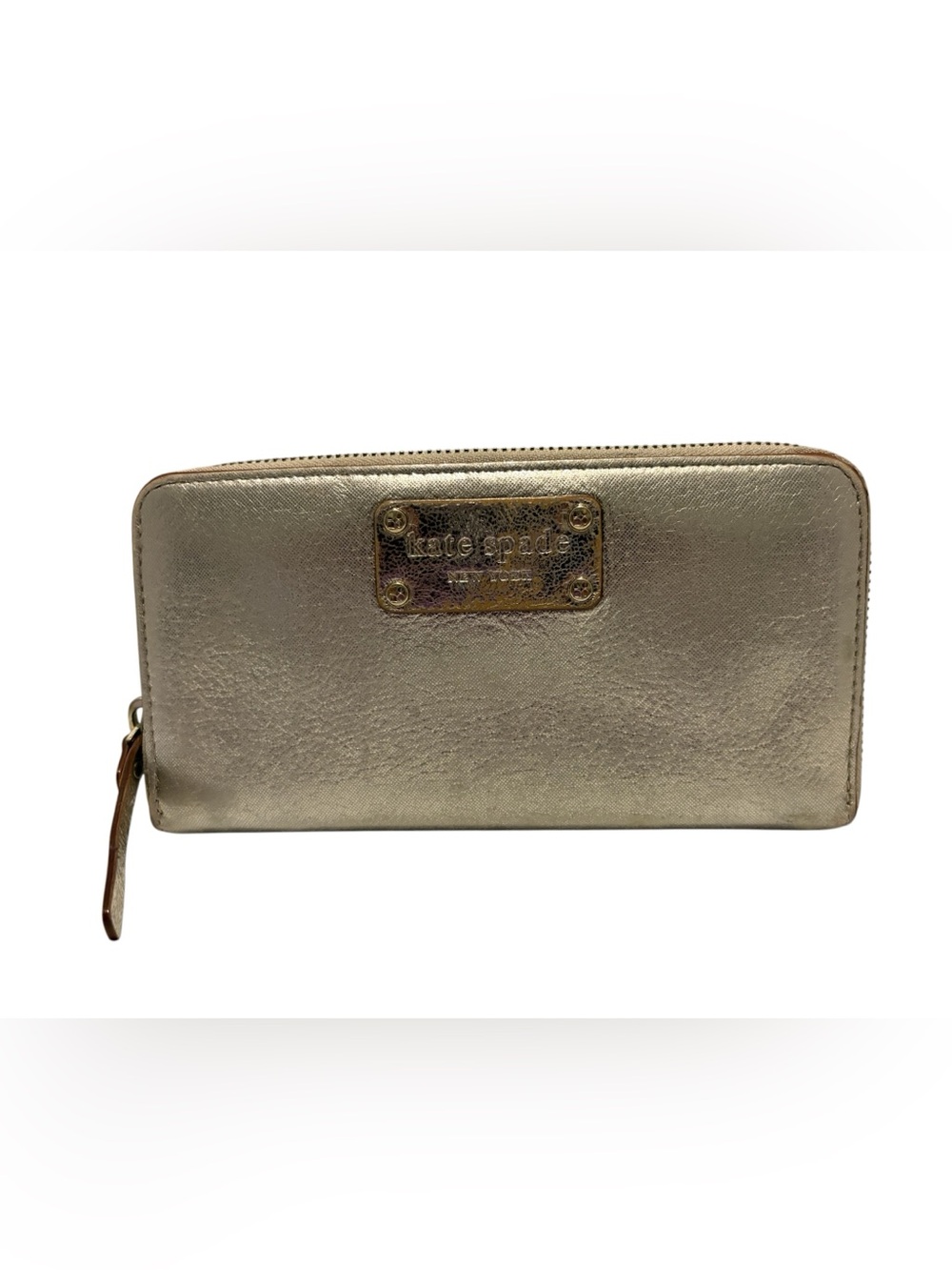 Kate Spade Wellesley Neda Metallic Gold Leather Zip Around
Wallet,